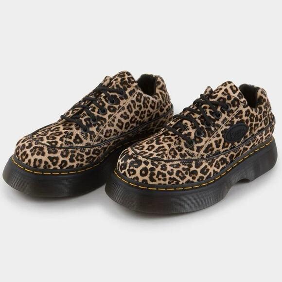 NEW Dr. Martens Buzz 5 Eye Leopard Platform Shoes Womens US 7 Hair On Leather - Picture 1 of 16